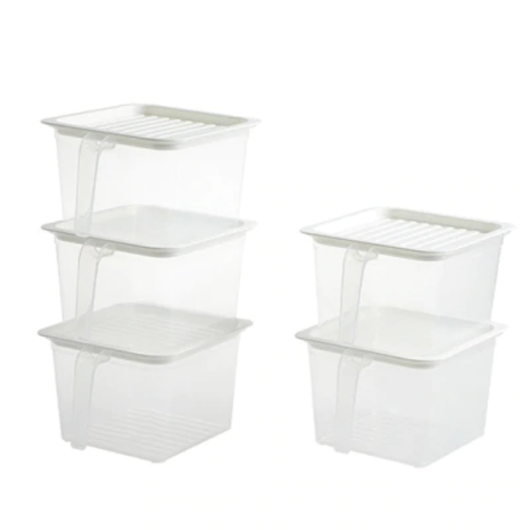 Conjunto de 5 caixa de armazenamento de geladeira de plástico transparente - TragoBarato