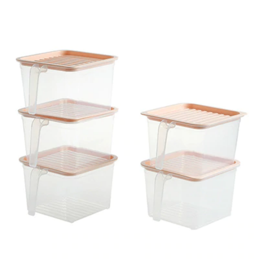 Conjunto de 5 caixa de armazenamento de geladeira de plástico transparente - TragoBarato