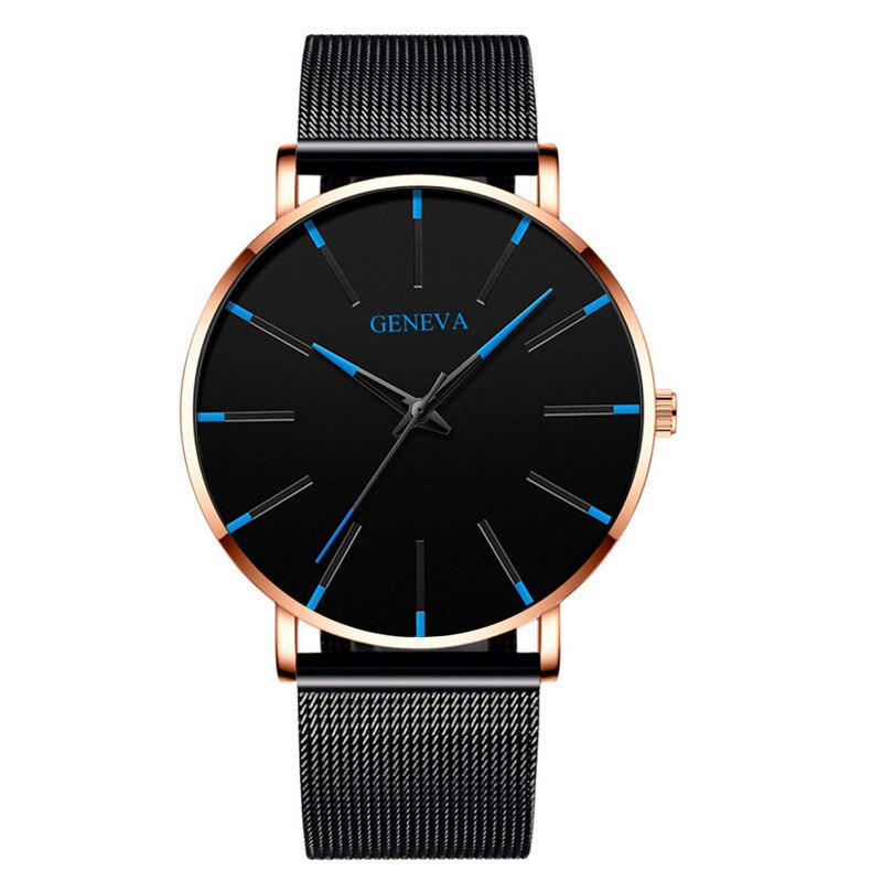 Relógio de luxo Geneva com malha ultrafina, masculino - TragoBarato